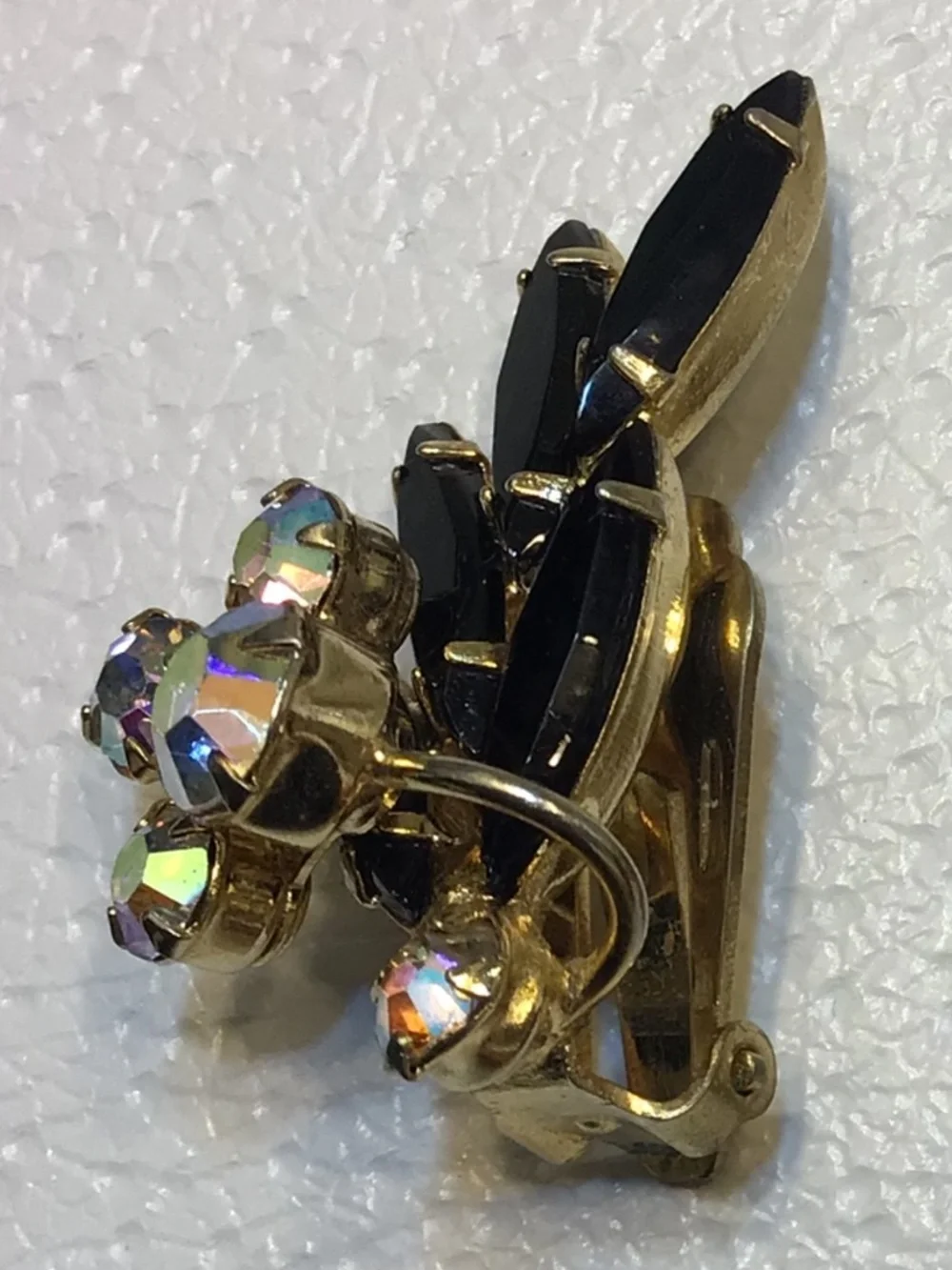 Juliana D&E Black Glass AB Crystals JULIANA Cluster Clip-on Earrings